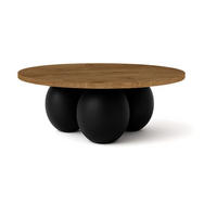 COUCHTISCH BELLY runder 75 cm im modernen Stil (Eiche Lefkas/Schwarz) - Dunkelbraun/Schwarz, Holz (75/75/27cm) - Dekori_Interiors