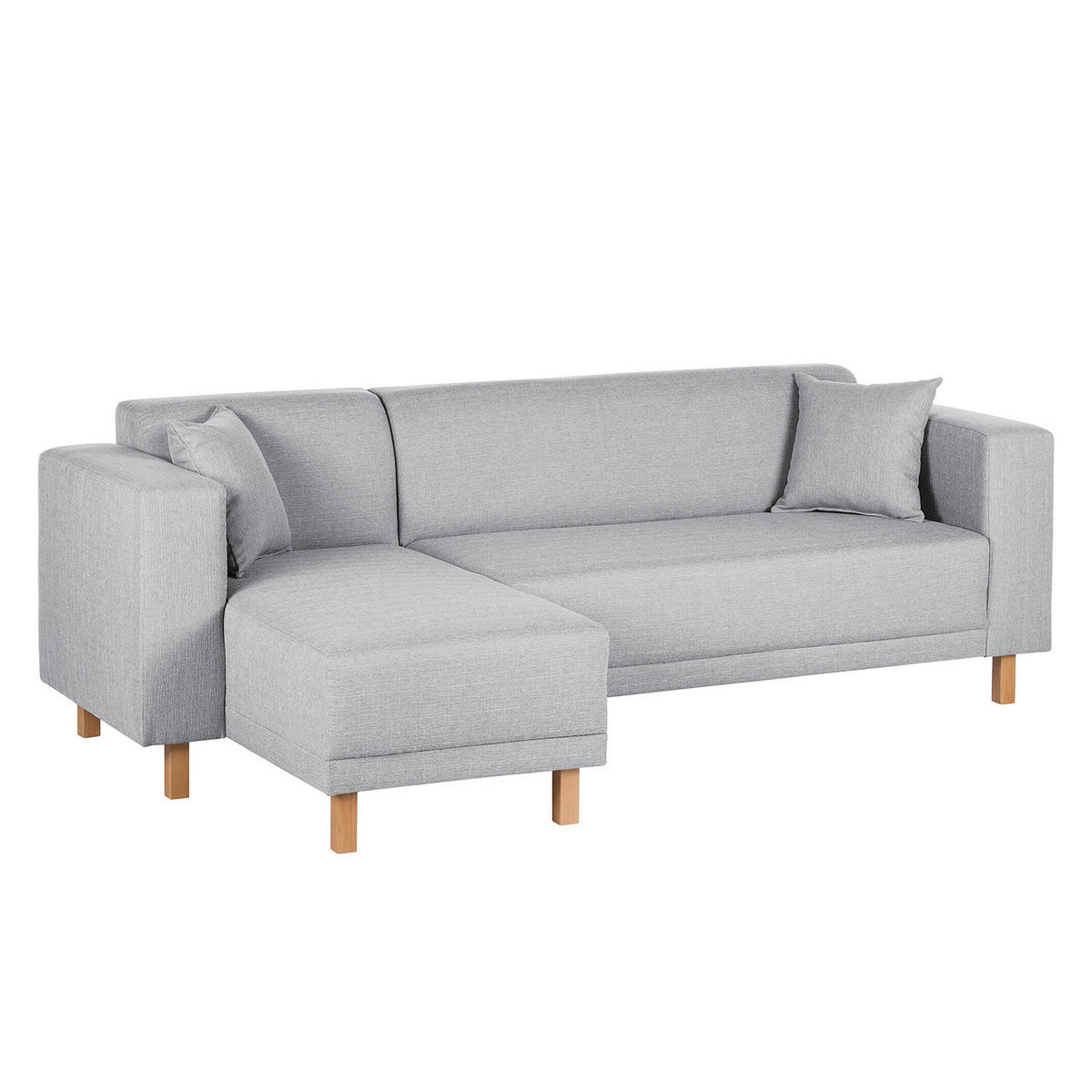 ECKSOFA mit Longchair - Webstoff - Silberfarben, Textil (240/140cm) - home24