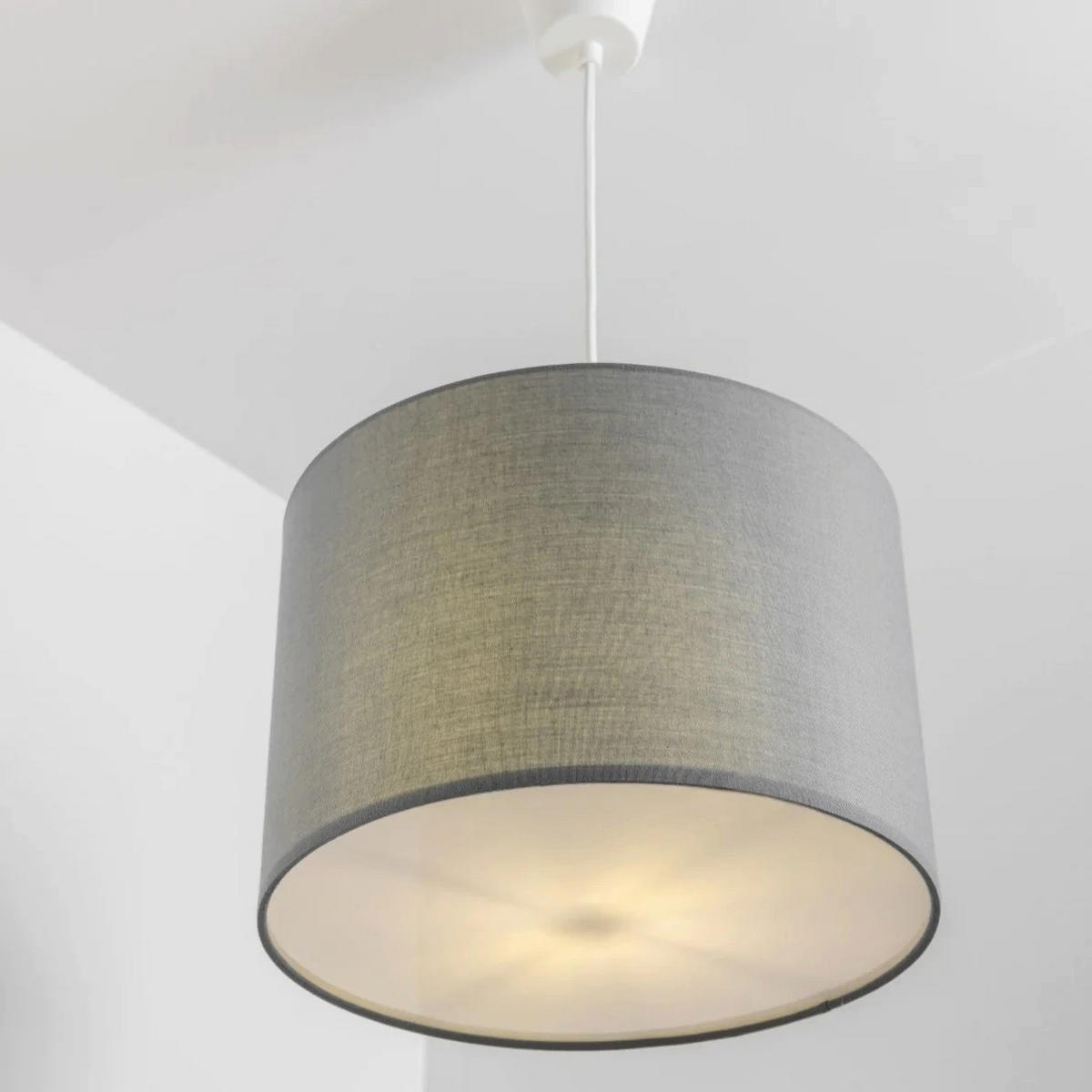 DECKENLAMPENSCHIRM LUCIA Grauer Stoff mit mattiertem Diffusor - Grau, Textil (30/30/20cm) - CGC Europe