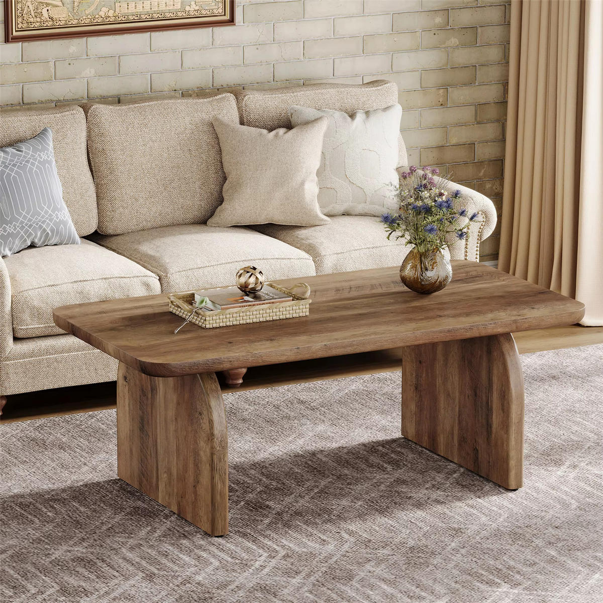COUCHTISCH Holz 120 cm im Farmhouse-Stil - Braun, Holz (60/120/51cm) - Kaket