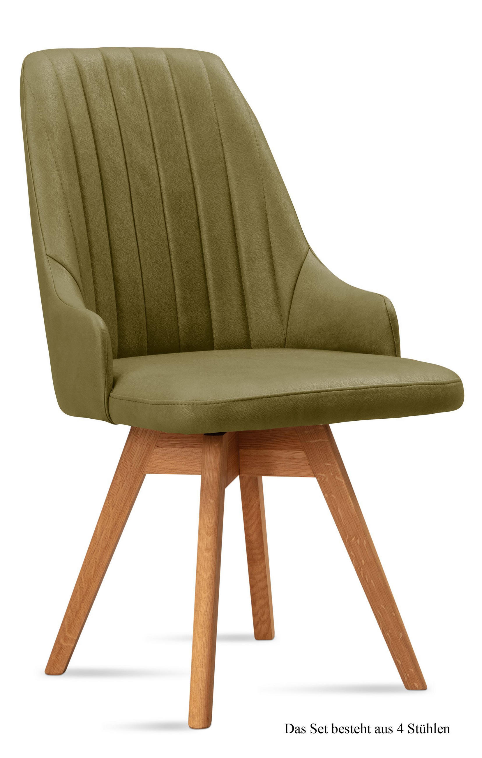ESSZIMMERSTUHL drehbar (4er-Set) Dotti 52x91x60 Eiche geölt/Olivgrün - Eichefarben/Olivgrün, Kunststoff (60/91/52cm) - 58aufmkessel