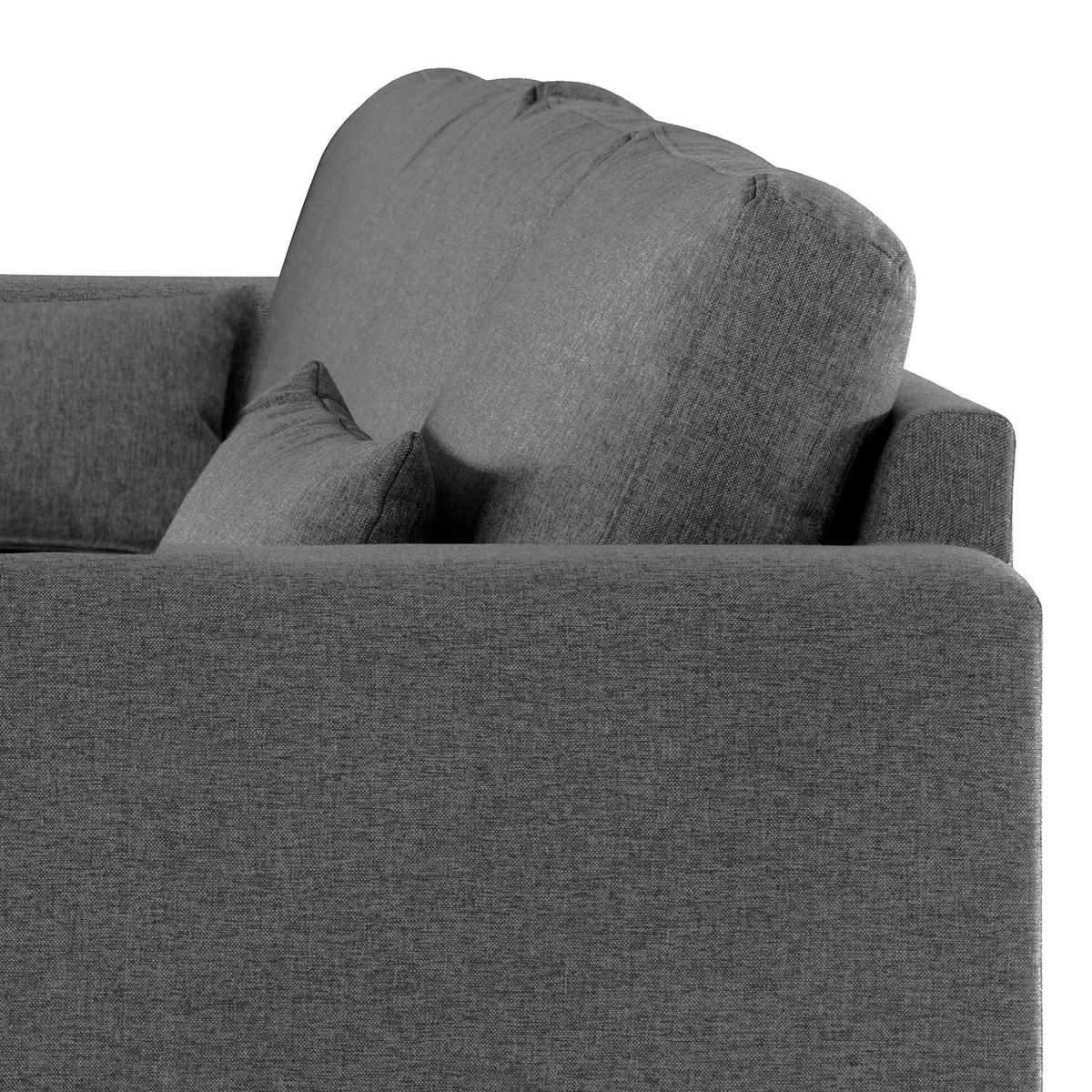 ECKSOFA mit Longchair - Eichefarben/Dunkelgrau, Eichenholz/Textil (281/153cm) - home24