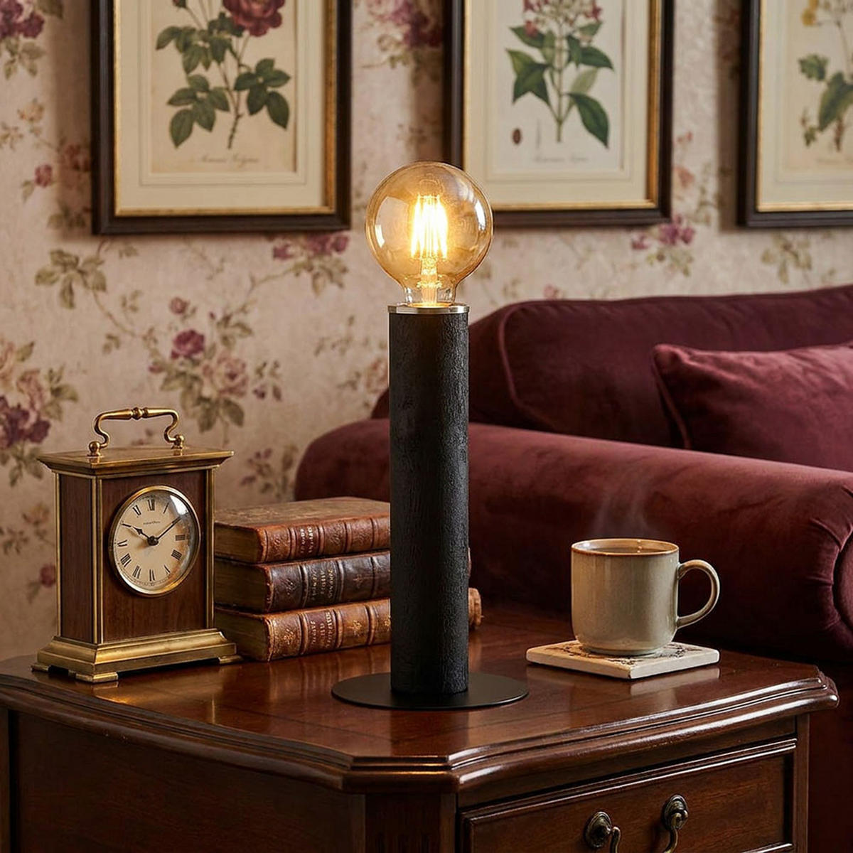 TISCHLEUCHTE Holz Schwarz matt - Schwarz, Holz (15/15/30.5cm) - Globo Lighting