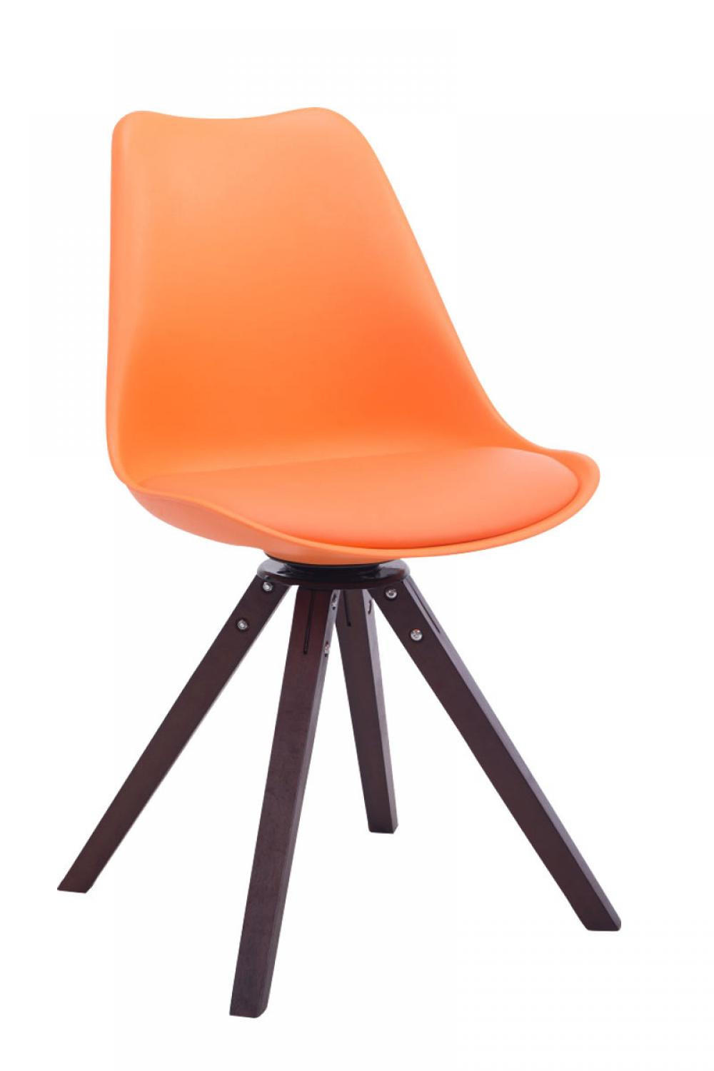 DREHSTUHL Lederlook orange - Walnussfarben/Orange, Holz/Textil (48/84/56cm) - CLP