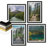 WANDBILDER 4er-Set - 50x50 cm & 40x60 cm Schwarzer Rahmen - Berge, Seen, Wälder, Wege - Schwarz, Kunststoff (50/50cm) - ArtPrintCave