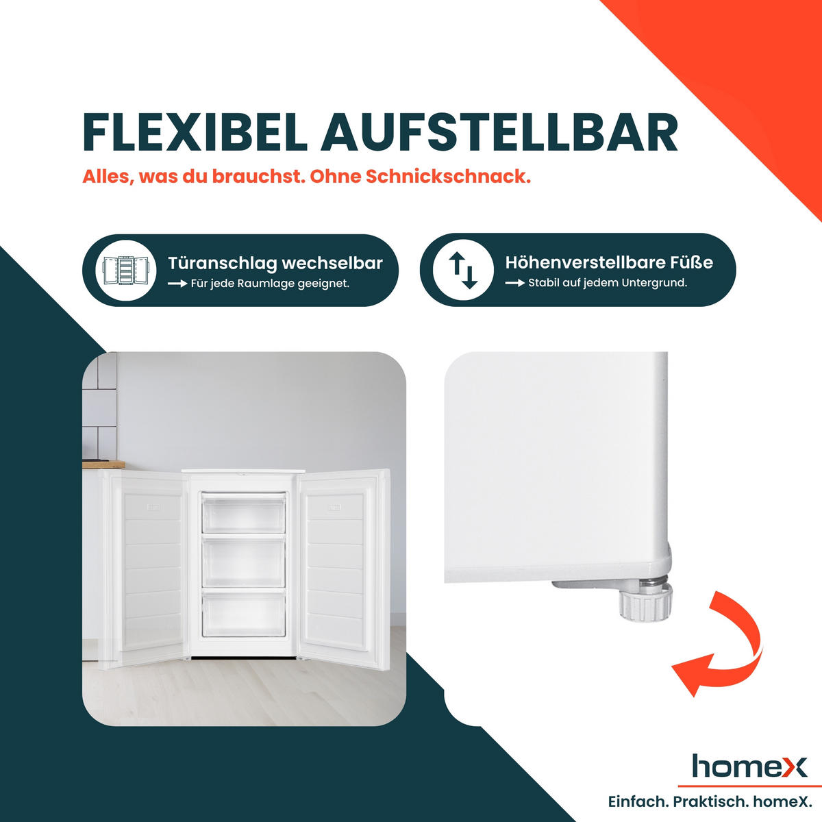 GEFRIERSCHRANK klein - 87L Nutzinhalt, 4-Sterne Gefrieren, kompakt und freistehend, leise, weiß - Weiß, Kunststoff/Metall (55/85/58cm) - homeX