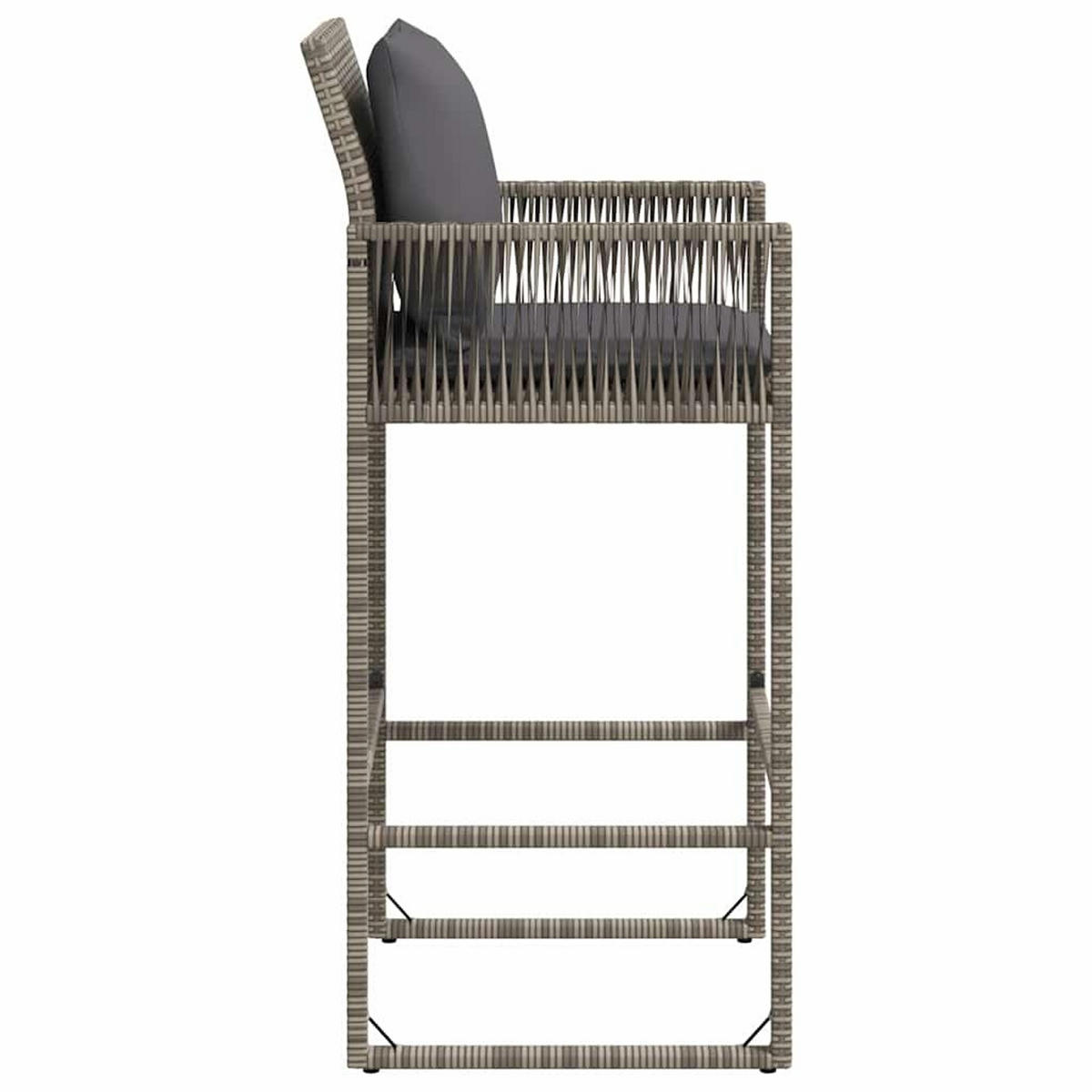 GARTEN-BARHOCKER Mit Kissen 2 Stk. Grau Poly Rattan - Grau, Kunststoff (58/118/52cm) - vidaXL