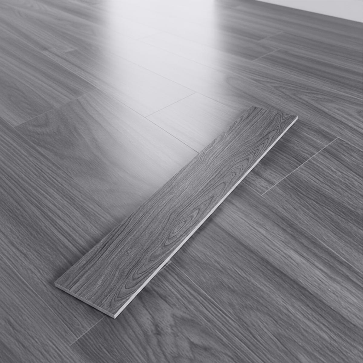 PVC podlahy - sivá, plast/kameň (1.8/91/15cm) - Relaxdays