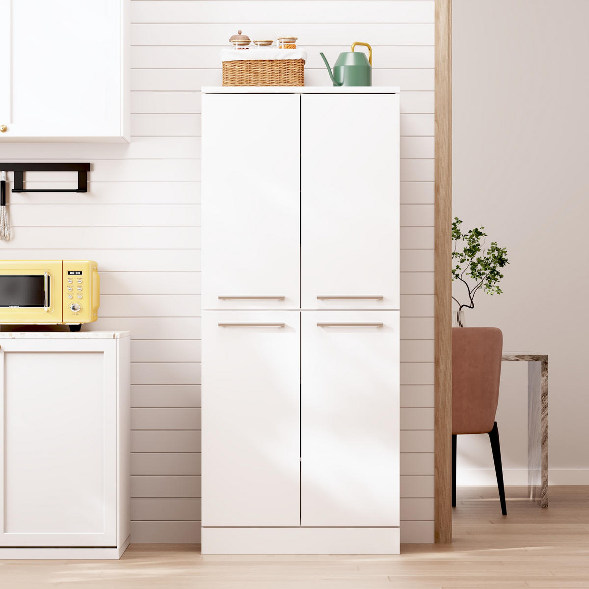 BUFFET 42/76/180 cm Weiß aus MDF mit verstellbaren Böden - Weiß, Holzwerkstoff (42/180/76cm) - OKWISH