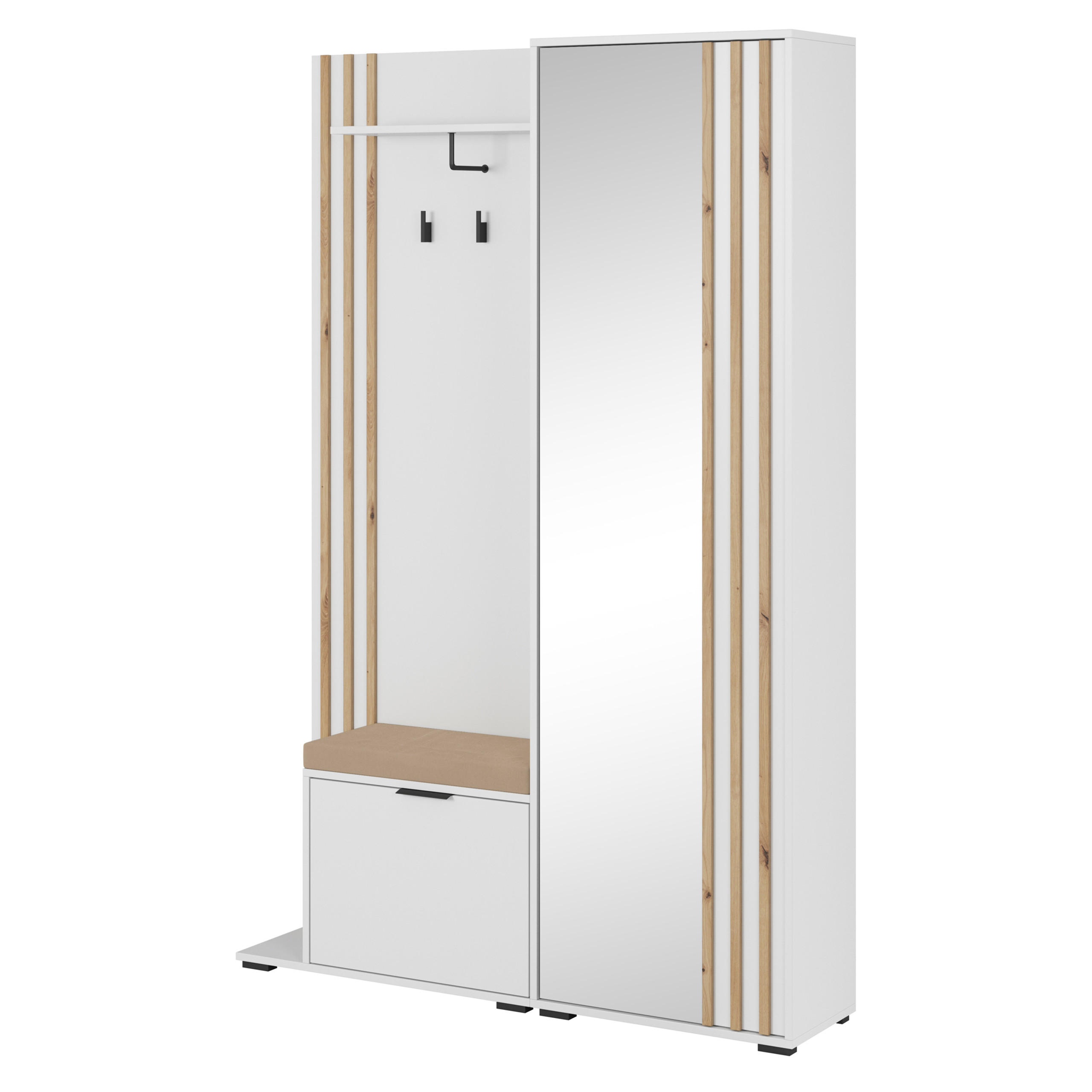 GARDEROBENSCHRANK NELIANA 131/192/40 cm Modern Garderobe-Set Weiß - Weiß, Holzwerkstoff (131/192/40cm) - MASSENO