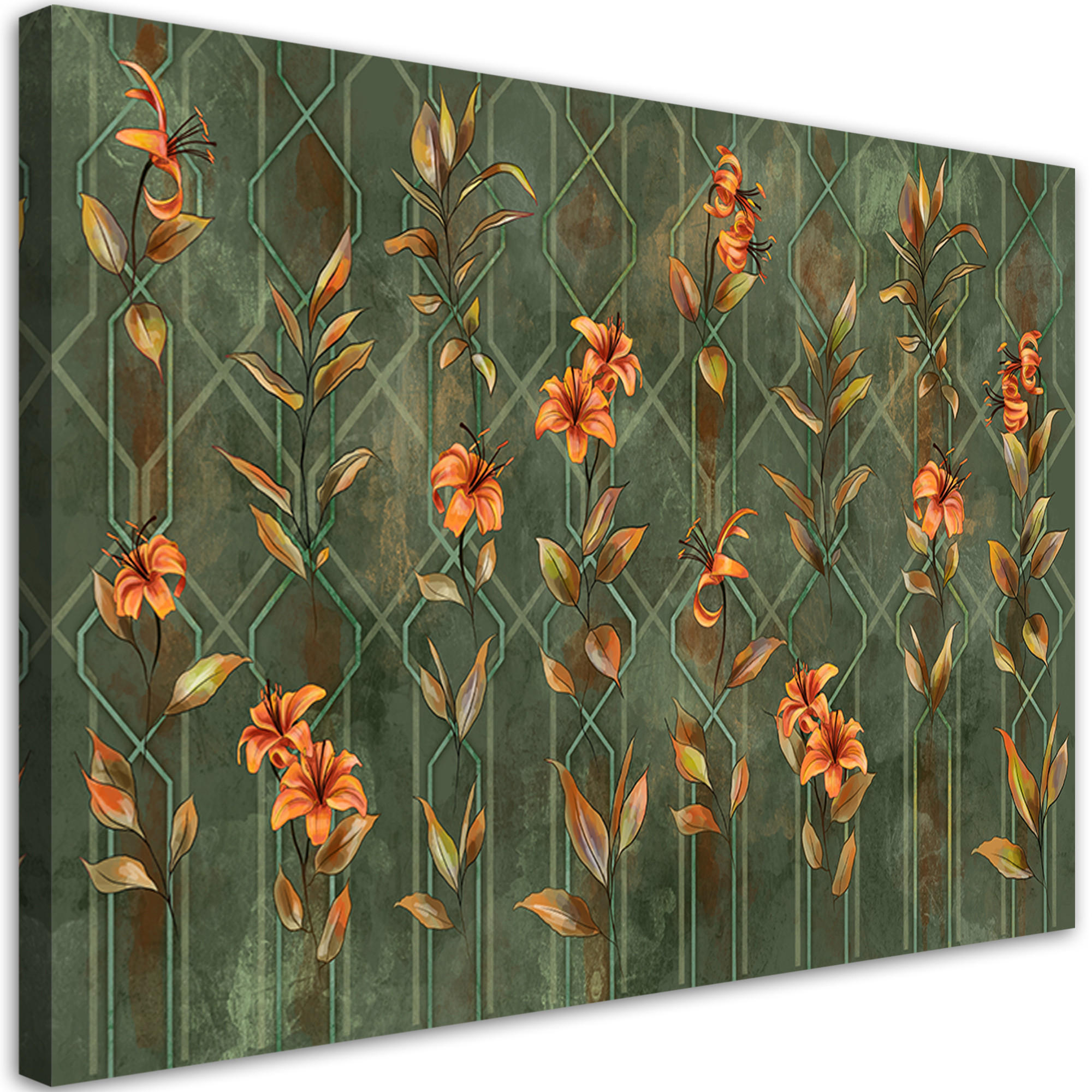 WANDBILD lilia gelbe blume - Grün, Textil (60/40cm) - Feeby