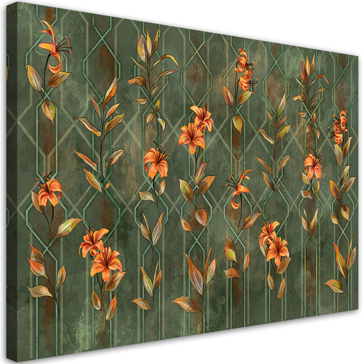 WANDBILD lilia gelbe blume - Grün, Textil (60/40cm) - Feeby