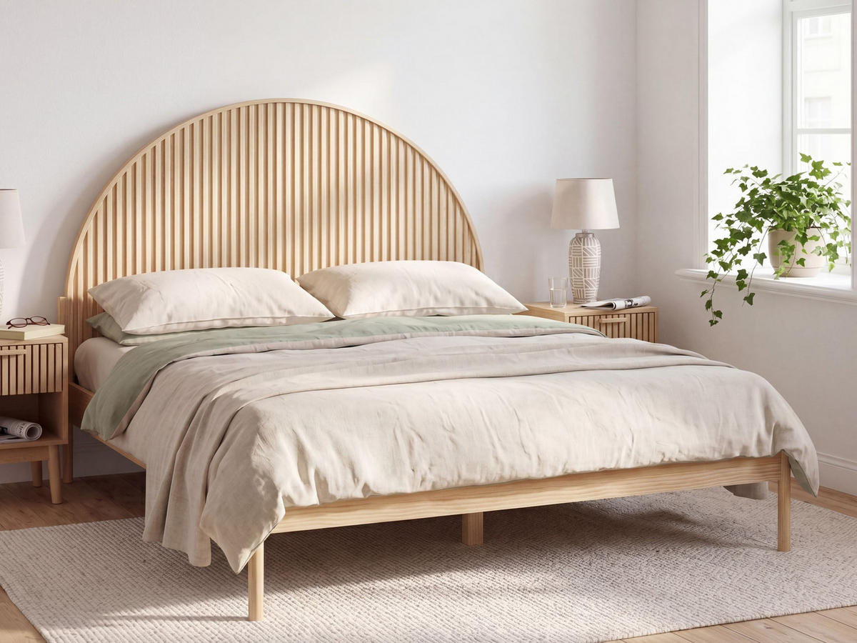BETT mit Lattenrost 180/200 cm Kiefernholz Hellbraun Mascortel - Hellbraun, Holz (180/200cm) - Beliani