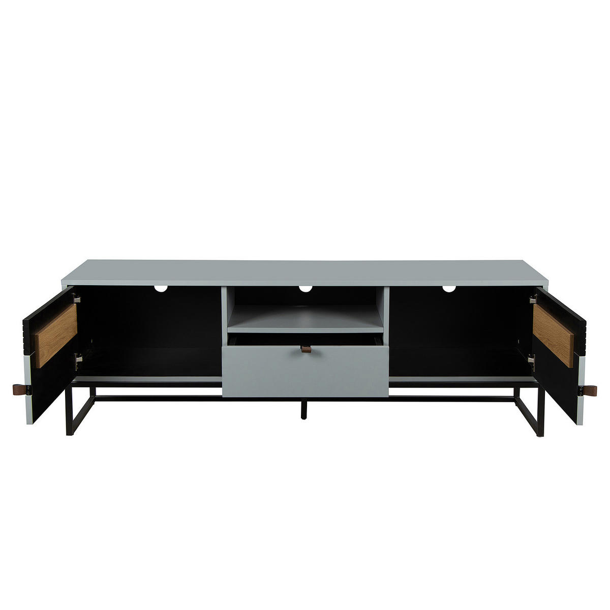 TV-LOWBOARD - Holzwerkstoff - Blaugrau/Schwarz, Holzwerkstoff/Kunststoff (160/55/40cm) - home24