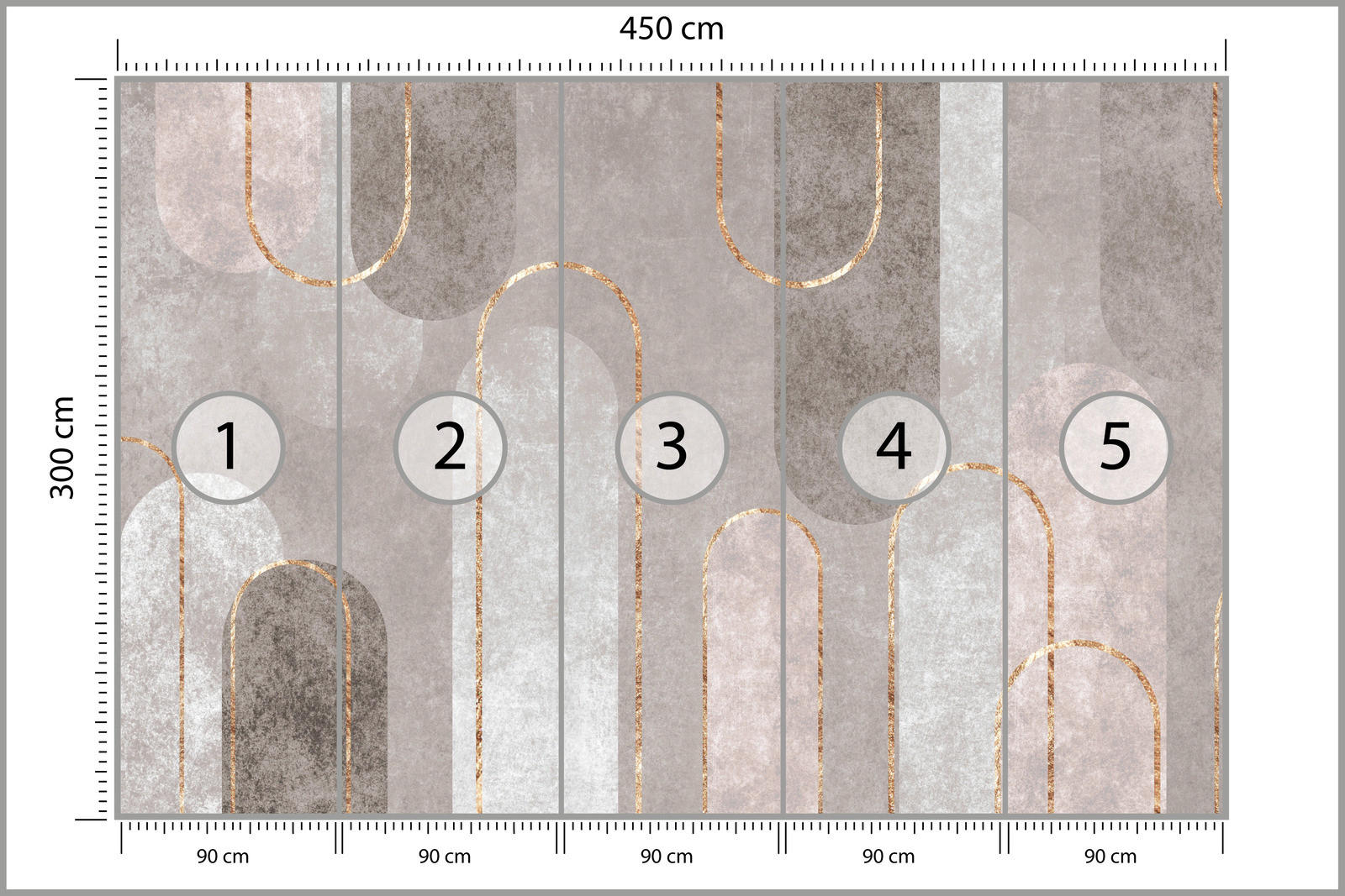 FOTOTAPETE Abstraktion Geometrische Muster Für Wohnzimmer 450x300cm - Beige/Weiß, Papier (450/300cm) - Muralo