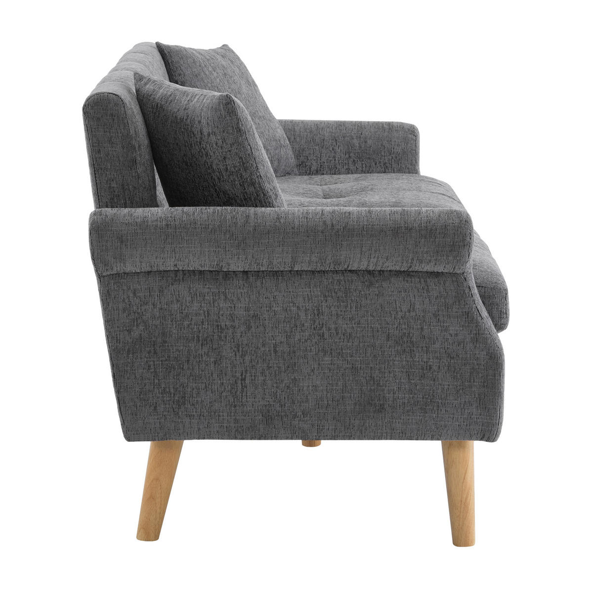 2-SITZER Sofa Chenille mit 15 cm Sitzkissen und Massivholzbeinen 162/74/77 cm Grau - Grau, Textil (77/162/74cm) - Redom