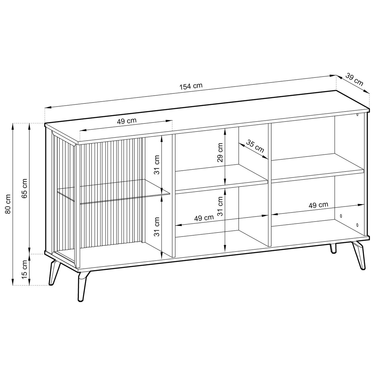 SIDEBOARD TRAMONTO 154/80/39cm 3 Türen Nussbaumfarben - Kaschmir/Nussbaumfarben, Holzwerkstoff (154/80/39cm) - MASSENO