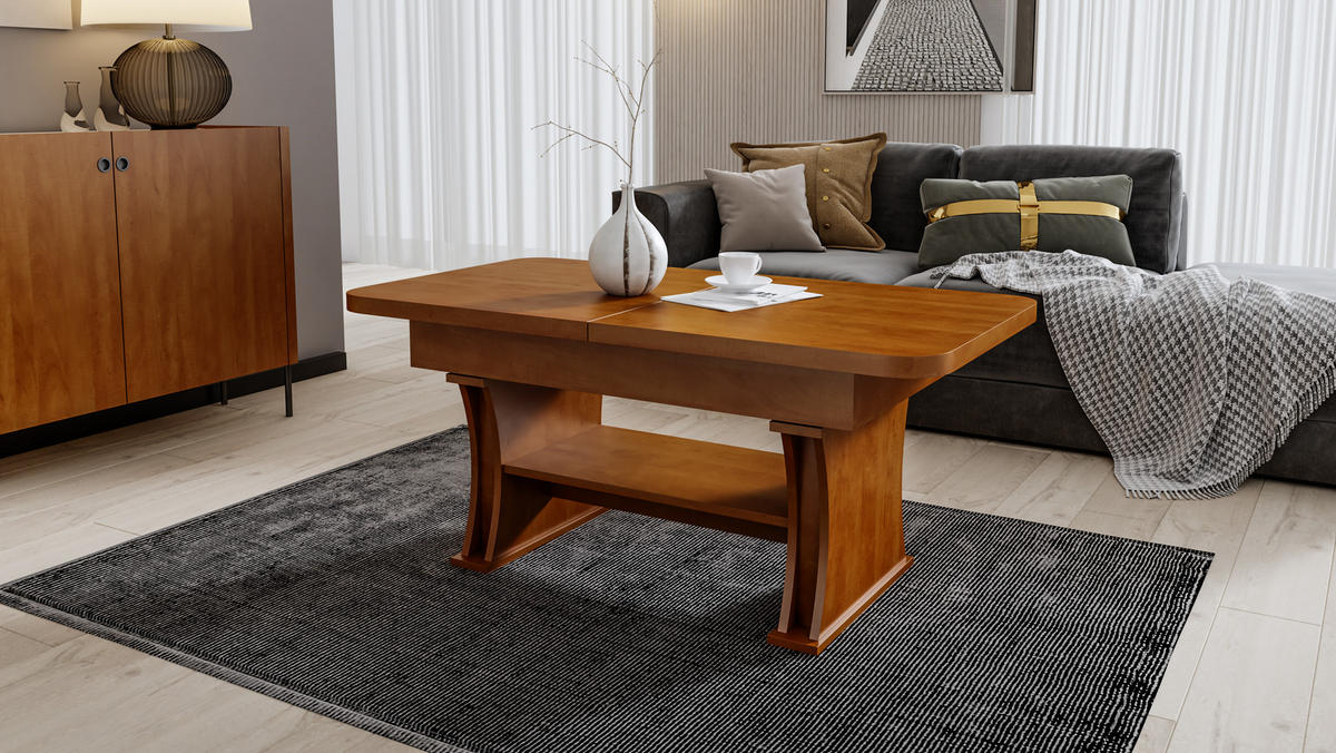 COUCHTISCH rechteckig Kirschbaum ausziehbar höhenverstellbar - Kirschbaumfarben, Holzwerkstoff (70/120/60cm) - designimpex