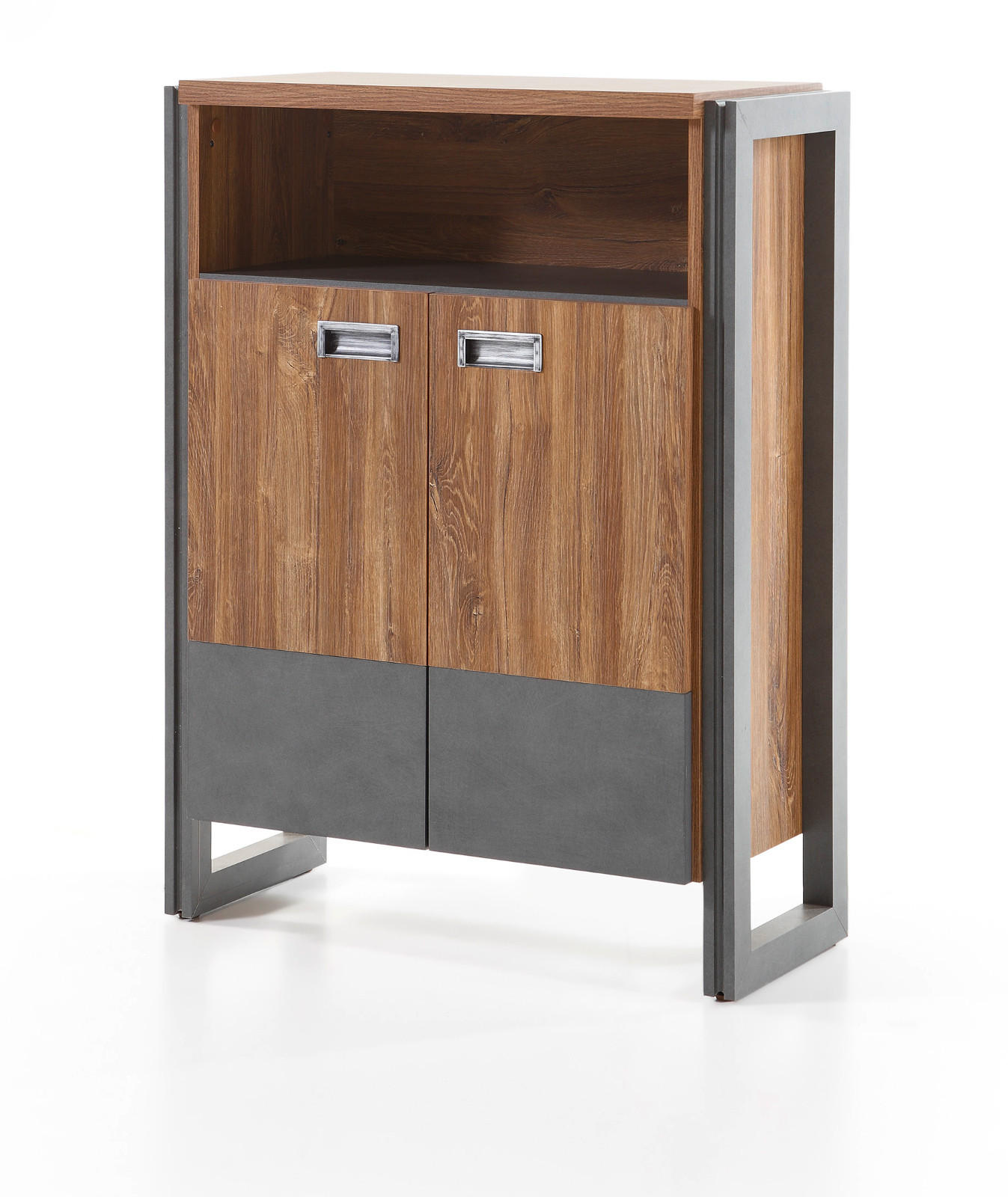 KOMMODE Eiche Stirling, Matera grau, Sideboard 75 x 100 cm - Eichefarben/Grau, Holzwerkstoff/Metall (75/100/33cm)