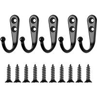 HANDTUCHHAKEN , Set mit 5 schwarzen Wandhaken - Schwarz, Metall (1.3/2.8/4.1cm) - BELZ