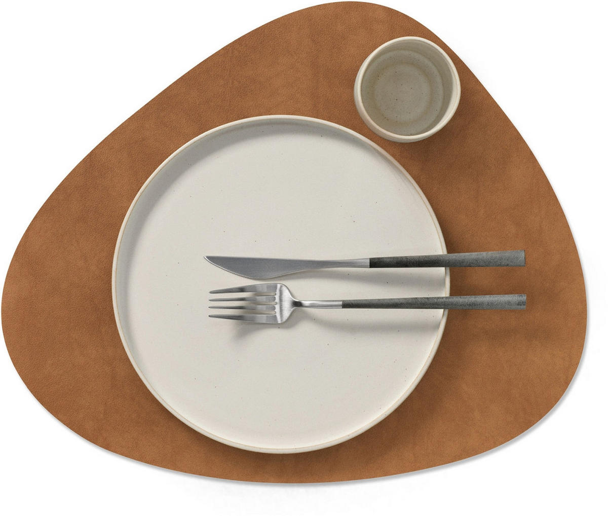 PLATZSET TISCHSETS Nupo - Leder - Army Green / Nature - Curved - doppelseitig - Abwaschbar - 44 x 37 cm - 2 Stück - Grün, Leder (44/37/2cm) - LIND DNA