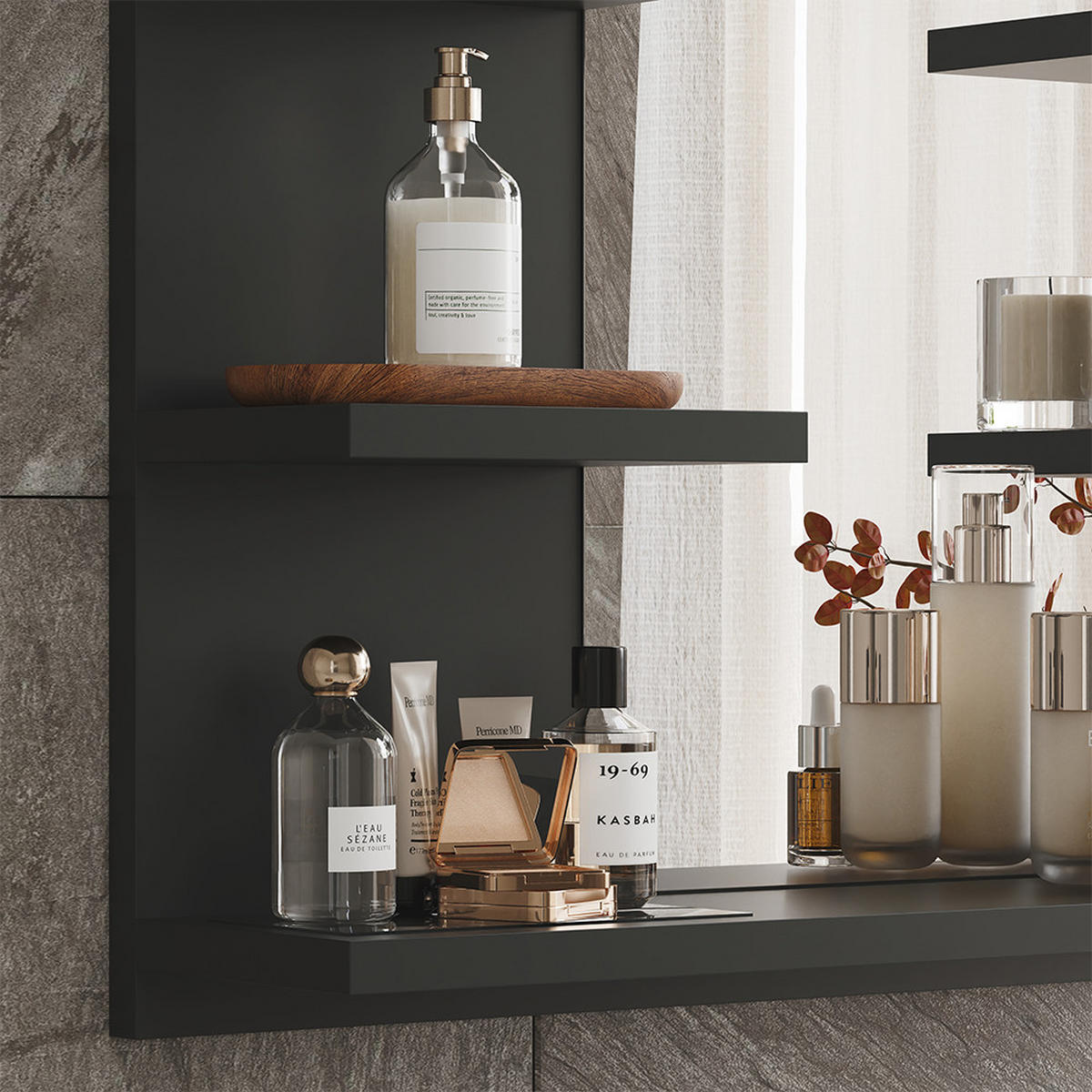 KOUPELNOVÁ ZRCADLOVÁ SKŘÍŇKA Wilbur Antracit - antracitová, kompozitní dřevo (58.8/50/13.6cm) - Vicco