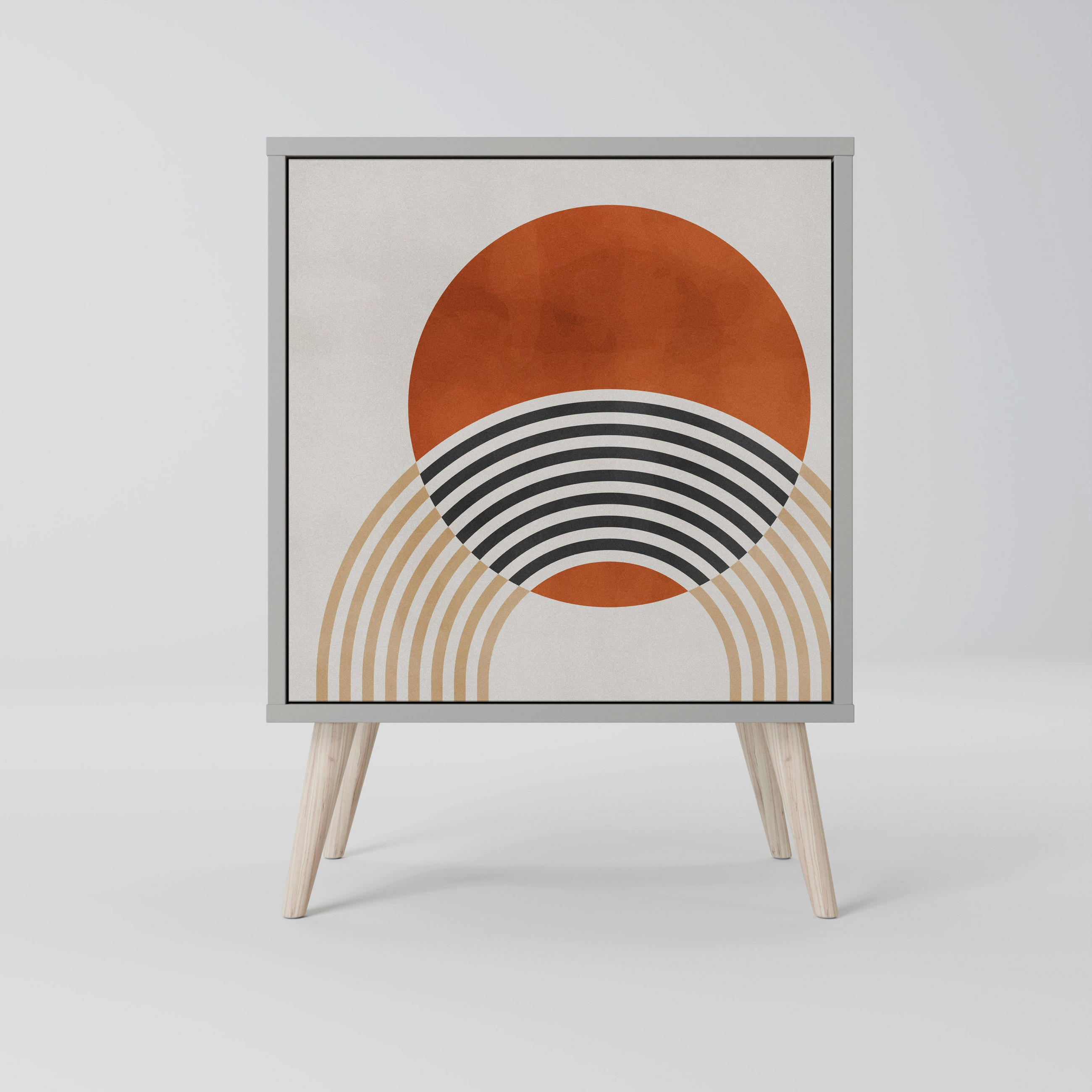 SIDEBOARD SPACE AROUND, Grau, 57,5x42x77,5 cm, Schräge Buchenholzfüße - Buchefarben/Multicolor, Holzwerkstoff/Buchenholz (57.5/77.5/42cm) - SpaceRebels