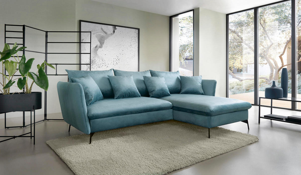 ECKSOFA VITON Blau 258x167x91 cm - Blau, Textil (258/167cm) - FURNLUX