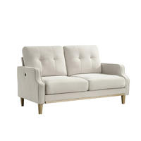 2-SITZER SOFA Polyester Beige mit USB - Beige, Holz/Holzwerkstoff (135/85/72cm) - WISHDOR