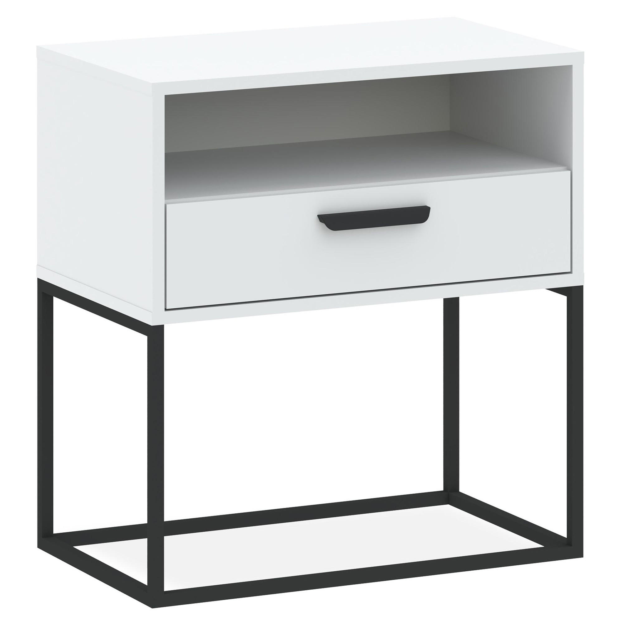Konsimo® Nachttisch Weiß, Schwarz 60x65x39 cm