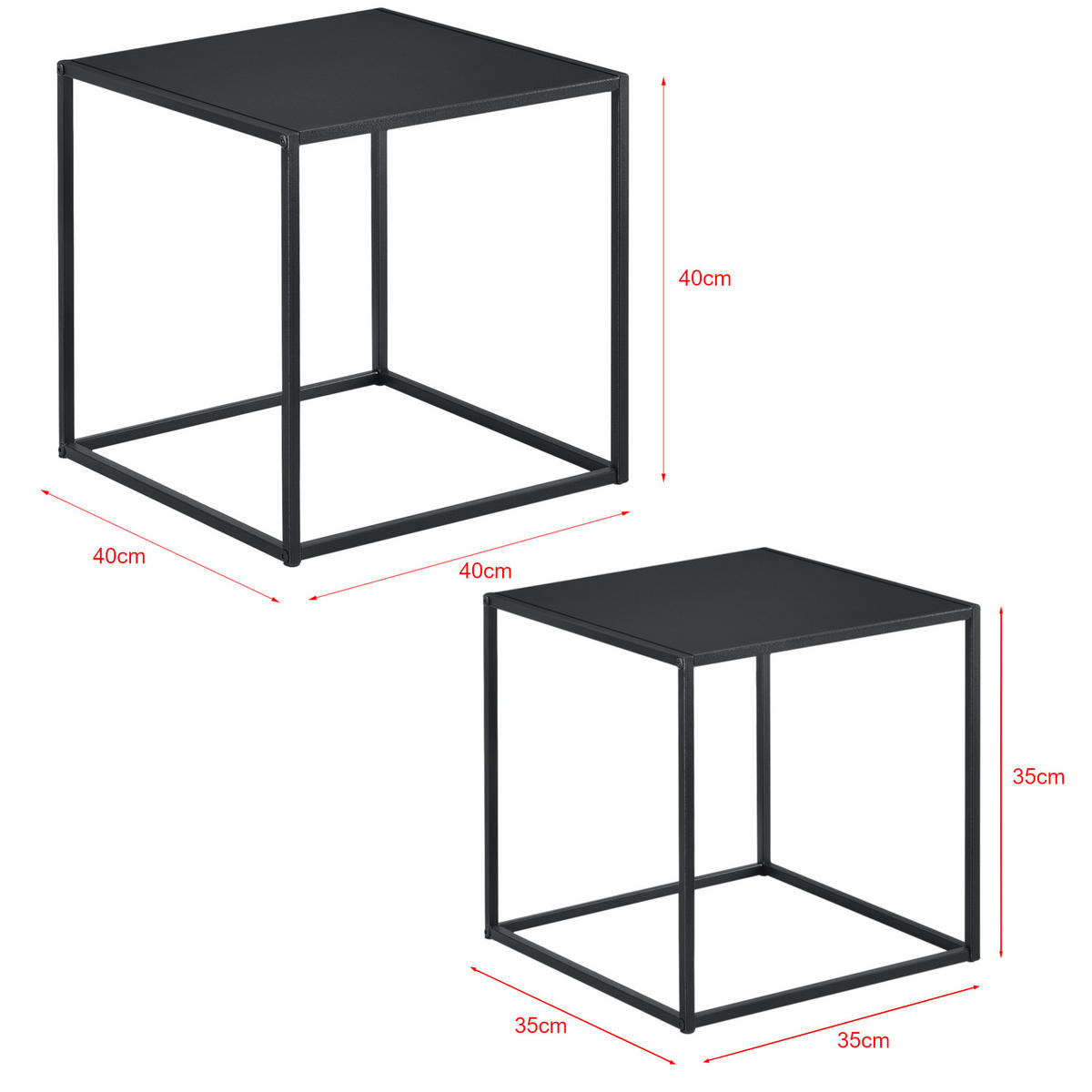 BEISTELLTISCH Morsum im 2er Set - Schwarz, Metall (40/40/40cm) - [en.casa]