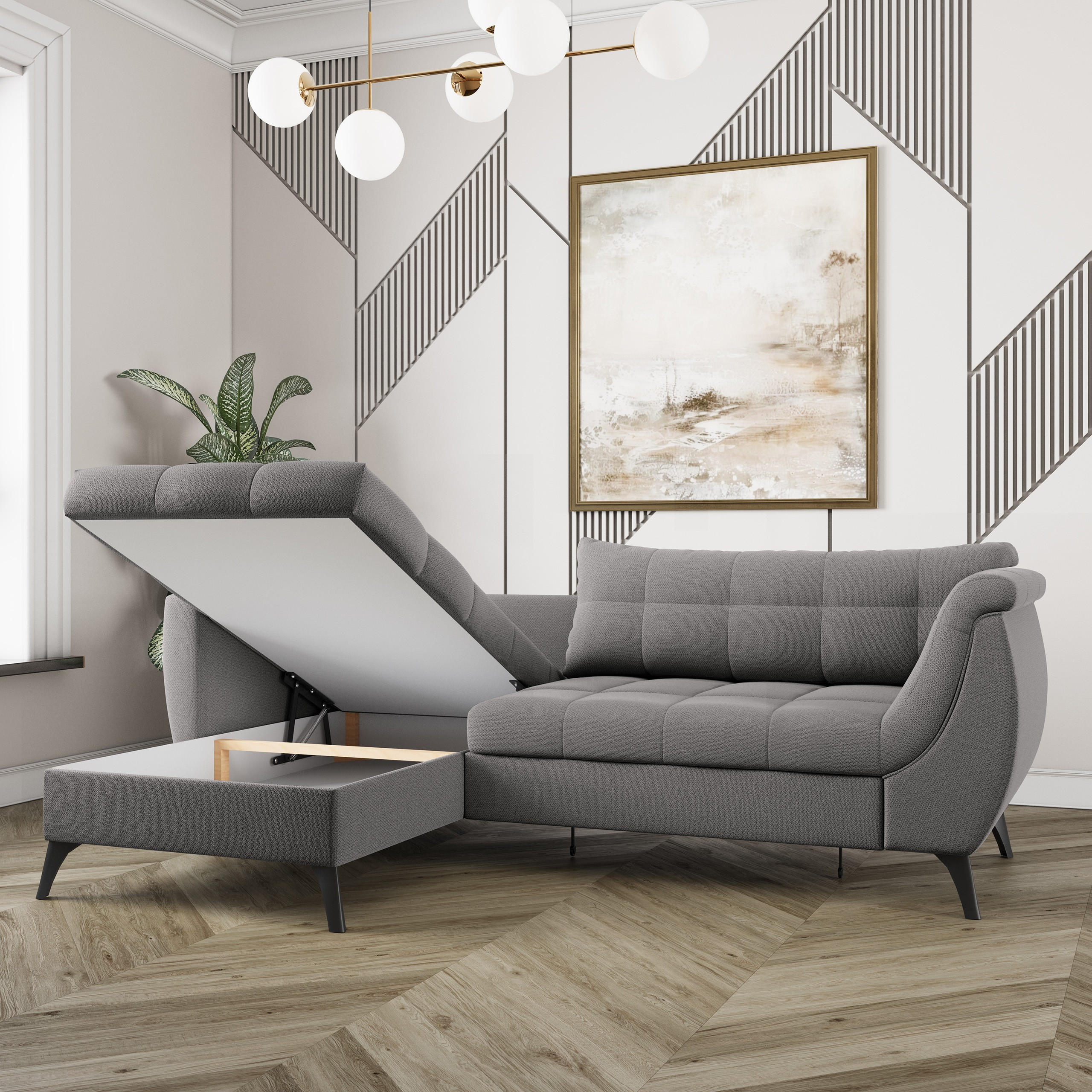 Thumbnail - Masseno Ecksofa, Gelb, Holz, 3-Sitzer, L-Form,L-Form, 241x154 cm, Wohnzimmer, Sofas & Couches, Wohnlandschaften, Ecksofa...