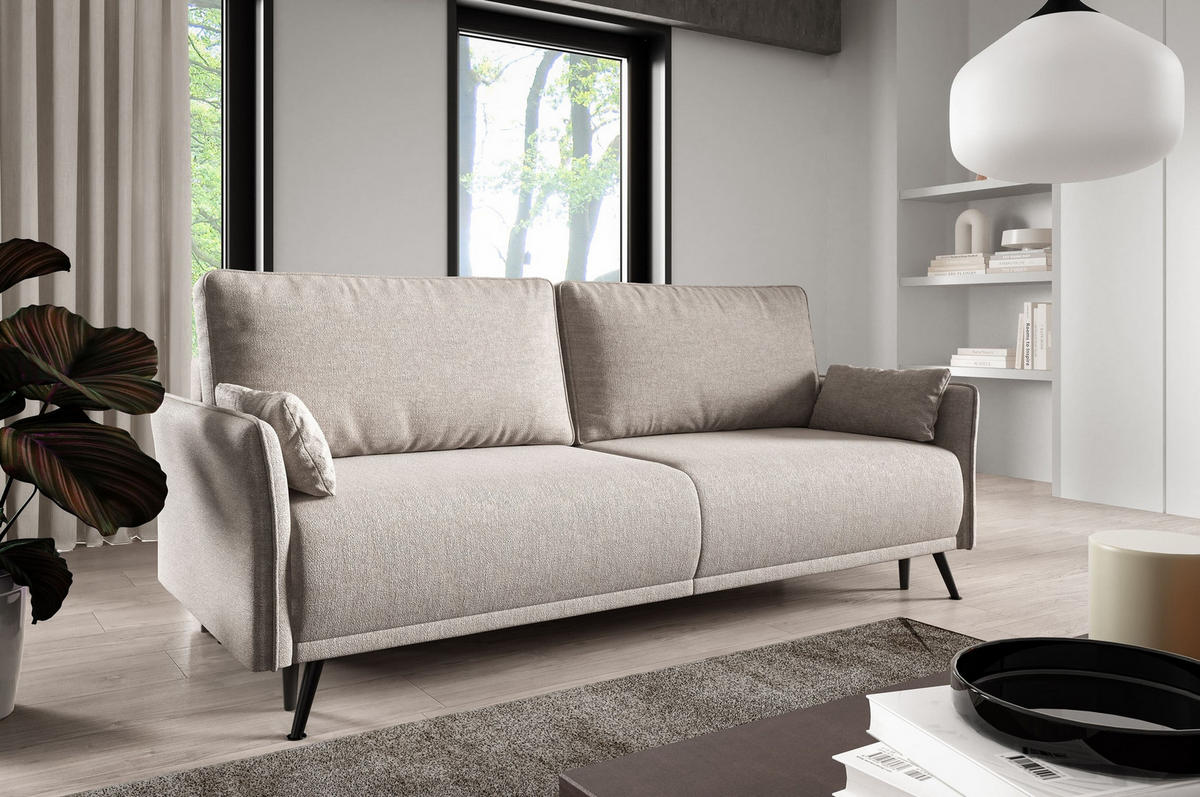 SCHLAFSOFA - Sofa Hoya - Hellgrau - Hellgrau/Schwarz, Holzwerkstoff (219/96/104cm) - Möblo