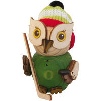HOLZFIGUR Minieule mit Eishockey Schläger und Pudelmütze 7 cm - Multicolor, Holz (5/7/5cm)