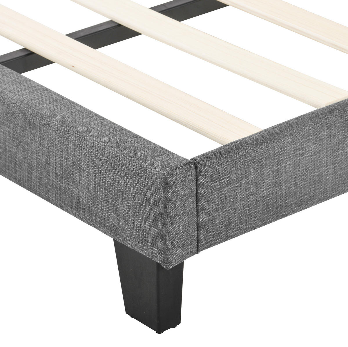 POLSTERBETT 90/200 cm mit gepolstertem Kopfteil und Lattenrost in Grau - Grau, Textil (90/200cm) - BEAOK