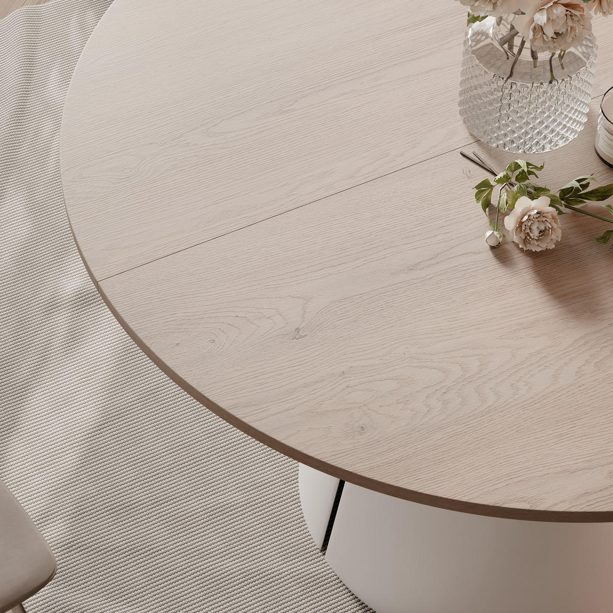 AUSZIEHTISCH BASE 100-176/76 cm, Weiß / Cremona Cannolo (Cremefarben) - Creme/Weiß, Holzwerkstoff/Metall (100/100/76cm) - Idohome