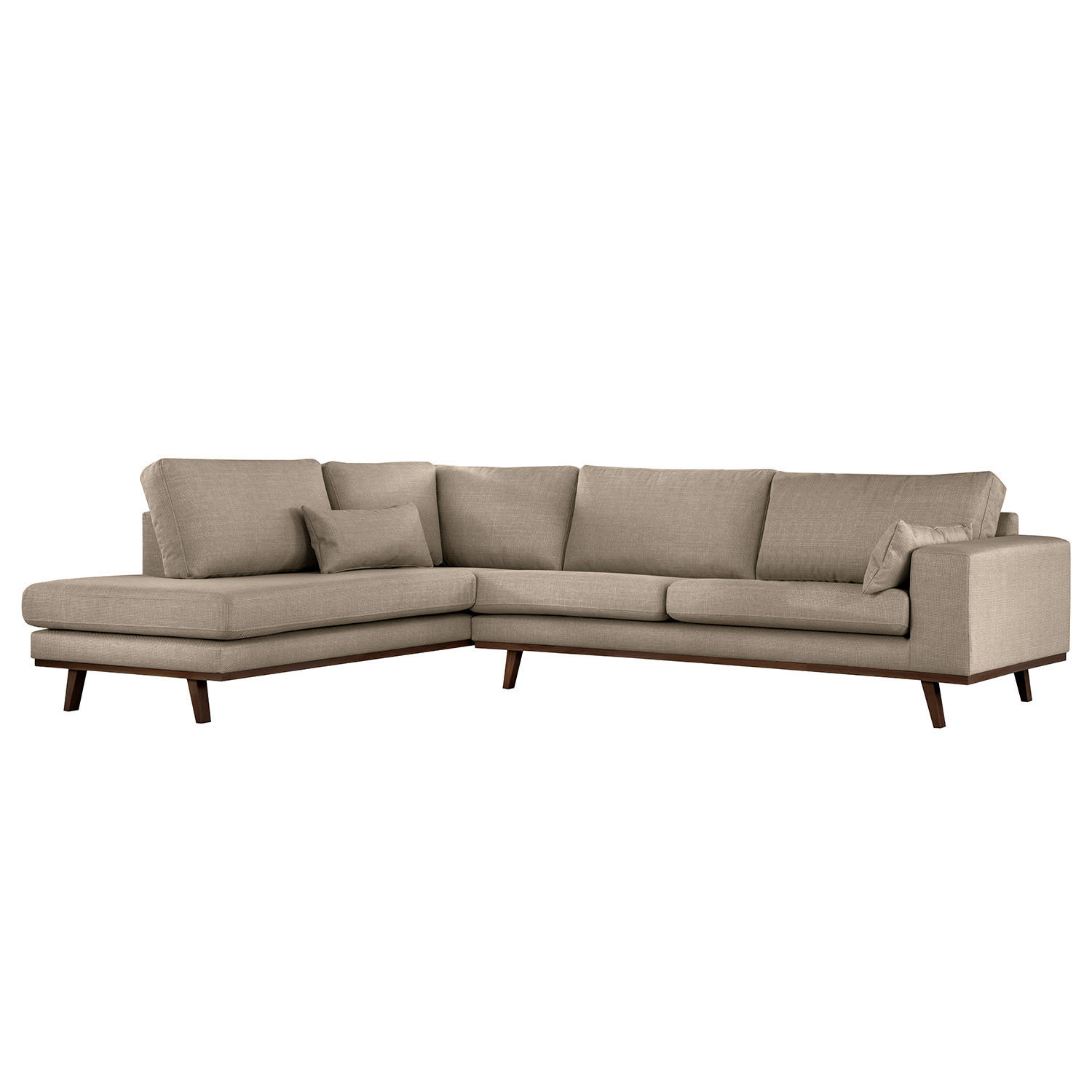 ECKSOFA mit Ottomane - Taupe/Buchefarben, Textil (287/219cm) - home24