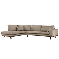 ECKSOFA mit Ottomane - Taupe/Buchefarben, Textil (287/219cm) - home24