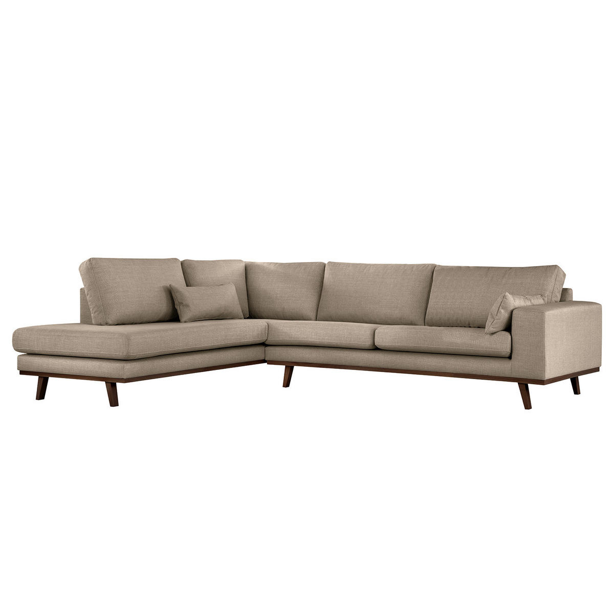 ECKSOFA mit Ottomane - Taupe/Buchefarben, Textil (287/219cm) - home24