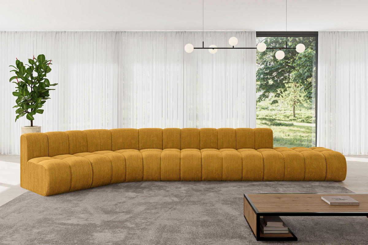 ECKSOFA modulares Sofa Brilo-L2 - 471x174x70 cm Senfgelb - Currygelb, Holzwerkstoff/Textil (471/174cm) - ALTDECOR