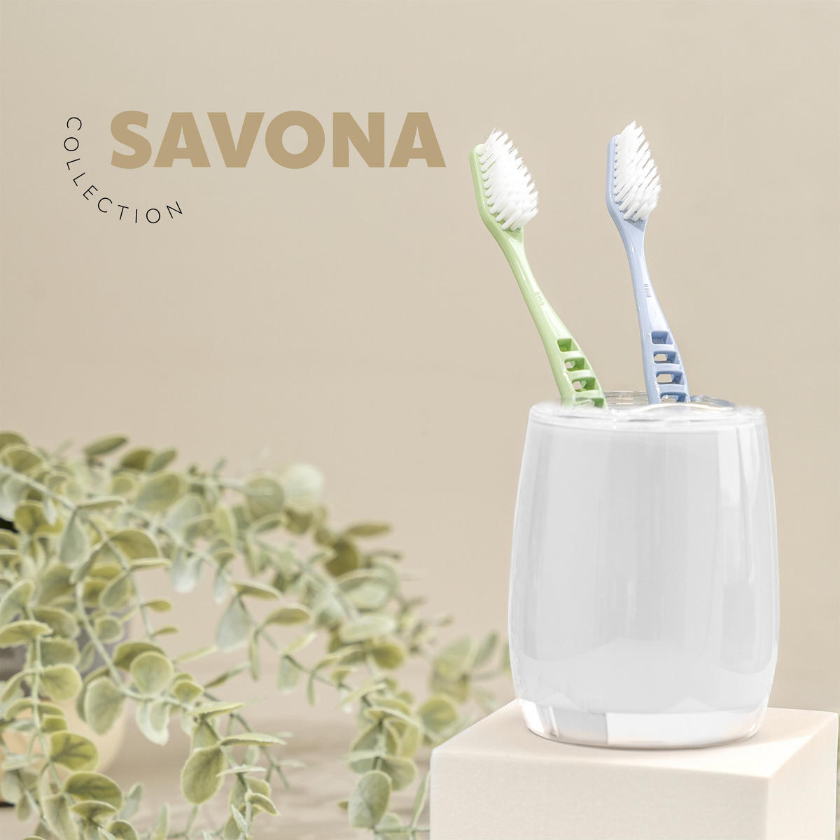 ZAHNBÜRSTENBEHÄLTER SAVONA, weiß - Weiß, Kunststoff (8/10/8cm) - bremermann