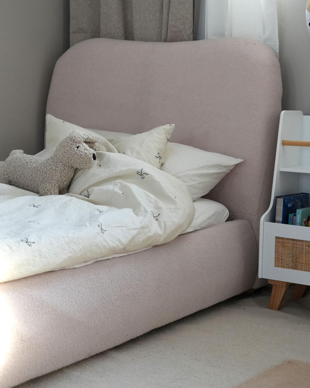 PAT cu spațiu de depozitare 90/200 cm bej deschis Blagnac - maro/bej, material textil (90/200cm) - Beliani