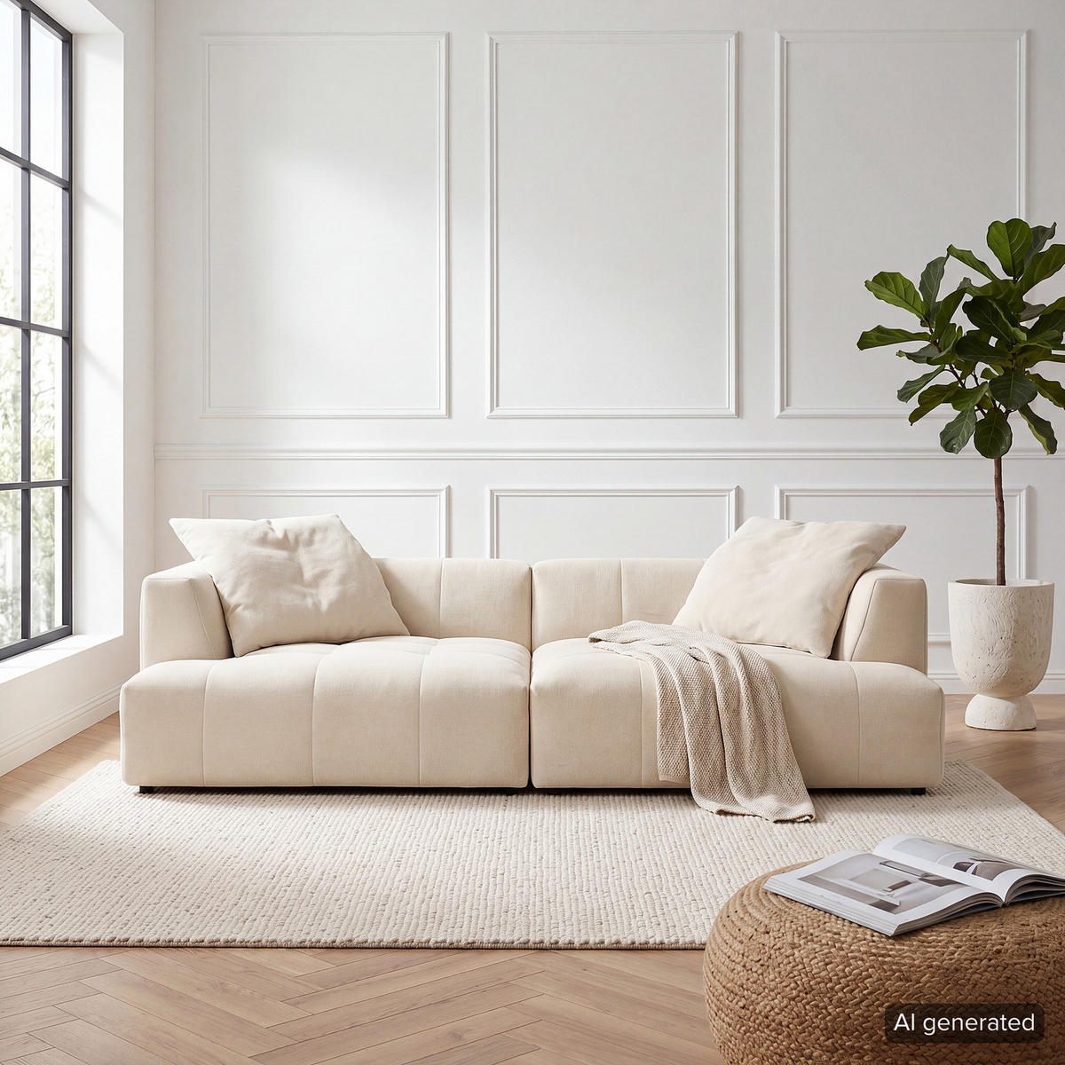 BIGSOFA - Beige, Holz/Kunststoff (272/70/126cm) - home24