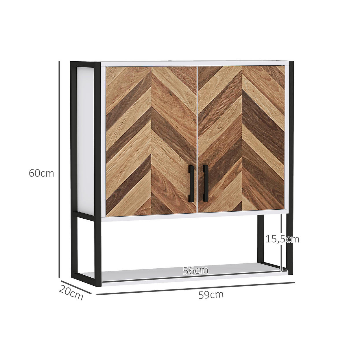 HÄNGESCHRANK Weiß, Walnuss und Schwarz 1 Stück - Weiß, Metall (59/60/20cm) - GiPP