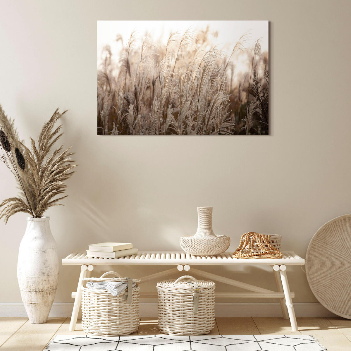 LEINWANDBILD Miskanthus 120x80 cm - Multicolor, Holz (120/80cm) - LUMASOUL