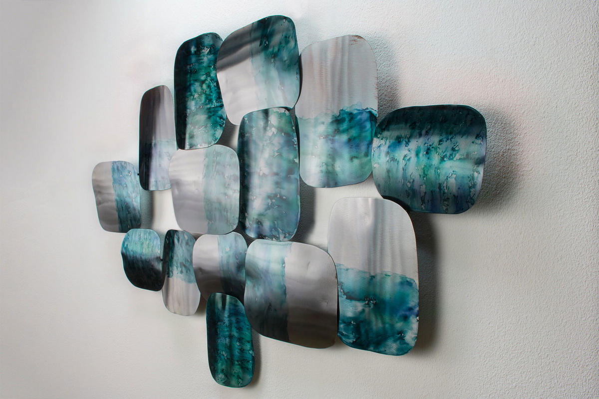 WANDDEKO Blau 118/78 cm - Blau/Silberfarben, Metall (4.5/78/6cm) - KUNSTLOFT