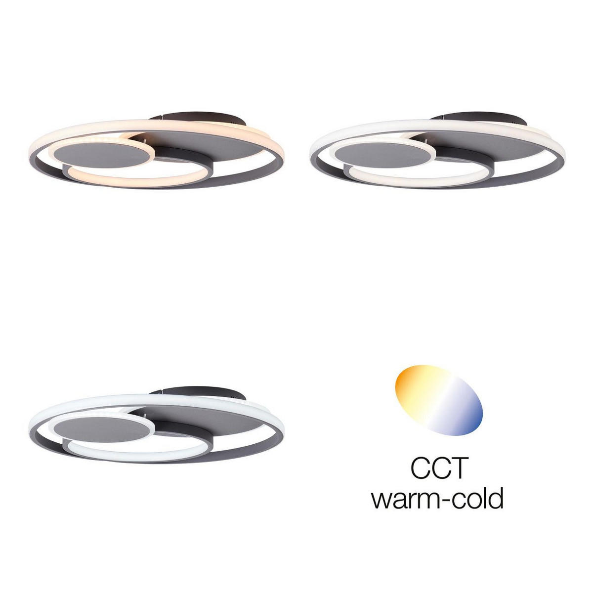 DECKENLEUCHTE Runda G99371/22 - Grau, Metall (50/50/7cm) - Brilliant