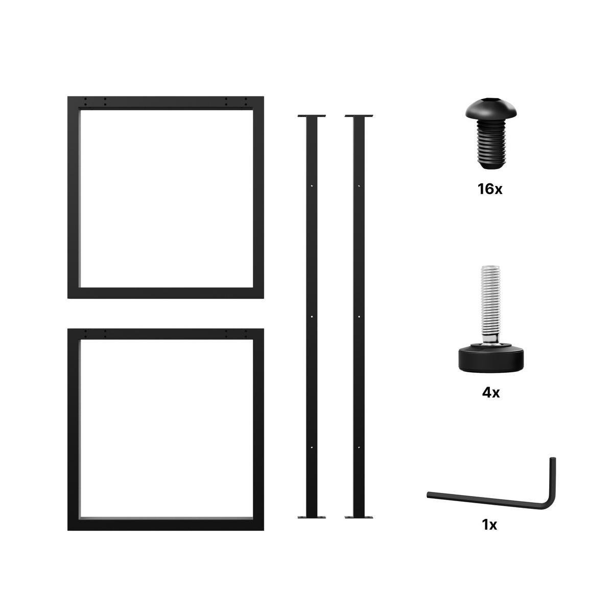TISCHBEINE Eta Metall Schwarz 140/70/72 cm - Schwarz, Metall (70/72/140cm) - Metalo Pro