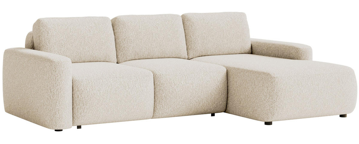 ECKSOFA Carnos Mini Hellbeige Chenille - Ecru/Schwarz, Kunststoff/Textil (164/238cm) - Selsey