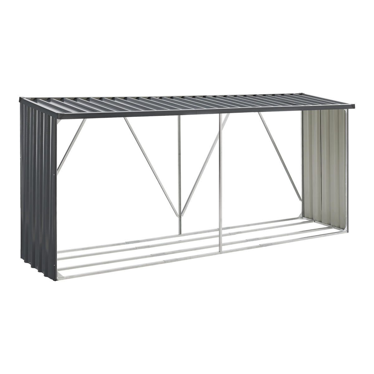 BRENNHOLZUNTERSTAND Kalmar - Anthrazit, Metall (352/152/80cm) - casa.pro